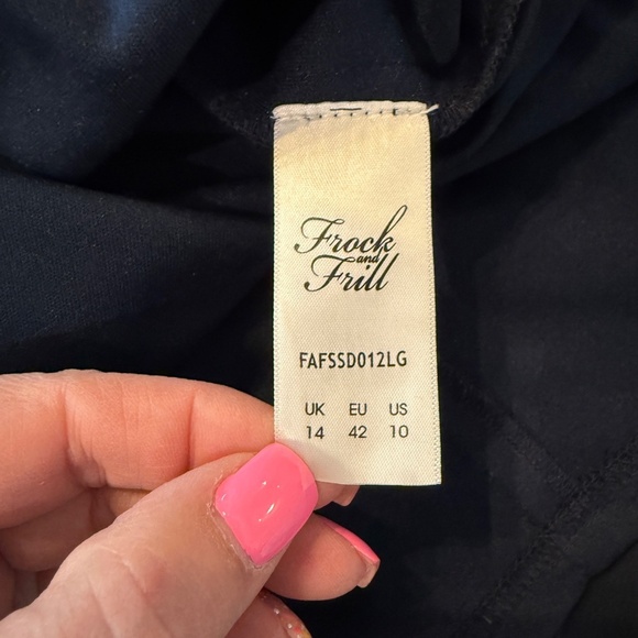 Frock & Frill Navy Pink Bird Floral Embroidered Beaded Maxi Dress - 45624 - Picture 11 of 13